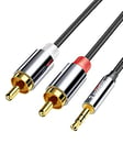 SOOMFON RCA to 3.5mm Audio Cable Aux 3.5mm to 2RCA Audio Cable 3 Meters, Red and White to 3.5mm Jack Cable with Durable Nylon Braided Gold-plated for Phone/Car/Speakers/Tablets/Home Theater/HDTV