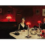 John Singer Sargent Le Verre De Porto A Dinner Table At Night Art Print Canvas Premium Wall Decor Poster Mural