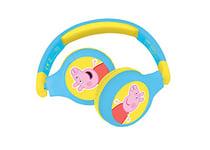 Lexibook, Peppa Pig - 2-in-1 Bluetooth Headphones Stereo Wireless/Wired, Kids Safe, Foldable, Adjustable, Blue/yellow - HPBT010PP