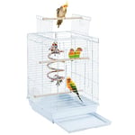 Yaheetech Metal Bird Cage Open Play Top Parrot Cage Budgie Cage Travel Cage for Small Finch/Canary/Parakeet/Cockatiel White