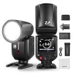 Neewer Z2-N 2.4G TTL Round Head Flash Speedlite Compatible with Nikon, 76Ws Speedlight with Upgraded UI, Modeling Lamps, TTL/M Quick TCM Switch, 1/8000s HSS, 2600mAh Battery, Cleaning Cloth