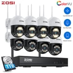 ZOSI CCTV Camera System Outdoor Home Security Wireless 2-Way Audio WiFi 3MP NVR