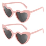 Ainiv 2 Paires Lunettes Coeur, Lunettes Forme de Cœur Oeil de Chat Vintage, Écran Solaire UV400 et Protection UV Lunettes pour Shopping Voyages Costume de Mariage Accessoires-Rose