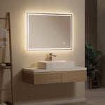 EMKE® Miroir de Salle de Bain 4 en 1 avec éclairage 60 x 80 cm - Miroir Lumineux LED avec 3000 K/4000 K/6500 K - Tactile - Intensité Variable - Anti-buée - IP44 - Économie d'énergie - Facile à