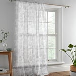 Dreams & Drapes - Rideau Voilage Simple pour fenêtres 140 x 122 cm - Rideau en Voile Cachemire pour Chambre - Rideau Voilage bohème Vintage - Voilages intérieurs - Rideau Floral jacobéen Transparent