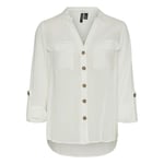 Chemisier coupe droite fluide FEMME Vero Moda écru col v à revers