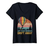 Womens Hot Air Ballon Inspiration Quote Let Your Worries Drift Away V-Neck T-Shirt