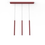 LUMICOM - STELO TRACK 3X Suspension, LED INTEGREE, 12.6W, 4000K, métal, rouge cowhide, H.40cm