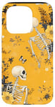 Coque pour iPhone 15 Pro Jaune Bohème Floral Squelettes Dancing Night Sky Cool Goth