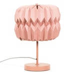 ValueLights Pink Metal Bedside Table Lamp with Origami Paper Fold Lampshade Living Room Bedroom Light + LED Bulb