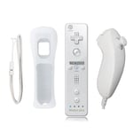 Kit Entier Blanc Manette De Jeu 2 Fr 1 Pour Nintendo Wii Nunchuk Avec Capteur De Mouvement Intégré, Contrôleur À Distance Sans Fil