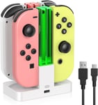 4 En 1 Chargeur Pour Compatible Avec Joy Con Pour Switch & Oled Model, Station De Charge Pour Pro Manettes (Blanc)