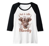 Womens Highland Cow Just A Little Moody Cute Farm Animal Farmer Raglan Baseball Tee