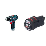 Bosch Professional Perceuse-Visseuse sans Fil GSR 12V-15 (12 V, Ø de vissage Maxi. : 7mm, Couple Max. : 30 Nm) & Batterie Lithium-ION GBA 12 Volt. 2,0 Ah, Noir