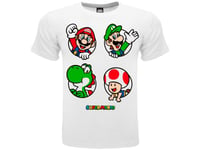 Fashion UK T Shirt Personaggi Mario. Mario, Luigi, Yoshi e Toad. 100% Cotone. Co