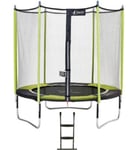 Trampoline de jardin 244 cm + filet de sécurité + échelle JUMPI Vert/Noir 250