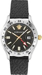 Versace Greca Time Gmt Mens Black Watch VE7C00123 Leather (archived) - One Size