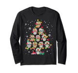 Skull Christmas Tree Funny Mexican Flower Sugar Skull Long Sleeve T-Shirt