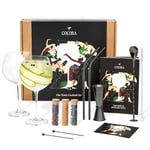 Cocora Gin-Tonic Set Cadeau | Kit Cocktail 11 pièces | Accessoires Gin | Verres à Cocktail Gin Tonic | Épices (Noir)