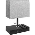 Lampe de Table pour Chambre à Coucher avec 2 Ports usb, Petite Lampe de Chevet usb avec 2 Supports de TéLéPhone, Lampe de Bureau Prise ue