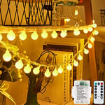 Guirlande Lumineuse Extérieur/intérieur, 7M 60 LED étanche, Batterie à Piles, 8 Modes avec Télécommande Minuterie, pour Jardin, Mariage, Fête, Décoration de Noël, Halloween(Blanc Chaud)