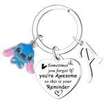 Waeceip St** Inspirational Letter Keychain, Sometimes You Forget You're Awesome, Initial Alphabet Keyring, St** Gifts Birthday Christmas Gifts (A)