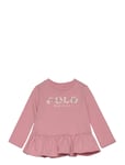 Ralph Lauren Baby Logo Cotton Tee & Floral Legging Set Rosa