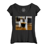 T-Shirt Femme Col Echancré Tasse De Cafe Espresso Dans Un Bar