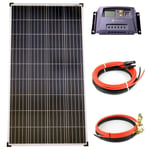 Solaire Set 12V 1x130 Watt Poly Module 10A Régulateur de Charge Jaune Câble