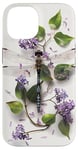 iPhone 14 Dragonfly Surrounded by Lilac Flowers and Leaves Case