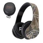 PowerLocus Casque Bluetooth sans Fil, Casque Audio stéréo Pliable sans Fil et Filaire avec Micro intégré, Micro SD/TF, FM pour iPhone/Wiko/Samsung/iPad/PC (Camouflage)