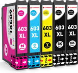 603XL Lot de 5 cartouches d'encre compatibles Epson 603 XL avec Epson Expression Home XP-3100 XP-4100 XP-2100 XP-2105 XP-3105 XP-4105 WorkForce WF-2810 WF-2830 WF-2835