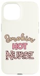 Coque pour iPhone 15 Smoking Hot Nurse Rose pâle Motif guépard