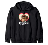 Beavers Are My Valentine Cute Beaver Heart Valentines Day Zip Hoodie