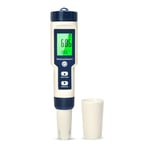 Ph Metre, 5 en 1 PH/TDS/EC/Salinité/Thermomètre, Testeur ph à Écran LCD, Compensation Automatique de la Température, Testeur ph Piscine Electronique, Adapté à l'Eau Potable, à l'Hydroponie, Aquariums