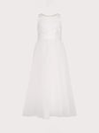 Monsoon Kids' Odette Alice Tulle Maxi Dress, Ivory