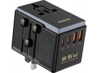 Dudao A65pro 65W Eu / Us / Jp / Aus / Uk 2X Usb-C 2X Usb-A Reseadapter - Svart