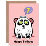 Kawaii Panda Star 7th Birthday Blank Greeting Card With Envelope