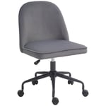 HOMCOM Chaise de Bureau Fauteuil de Bureau, réglable en Hauteur avec roulettes pivotantes, Fonction à Bascule, dim. 52L x 52l x 88H cm Aspect Velours Gris