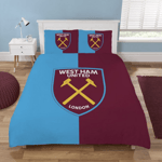 West Ham United King Duvet Cover Set Football Club Sky Reversible Bedding