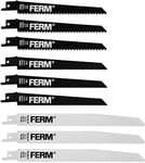 FERM 9pcs Recipro Saw Blades Set (Alloy Steel, for Ferm-branded Saber/Recipro Saws, Wood/Steel, 150/200 mm, 7/11/26 Teeth, Flexible bi-metal RSA1001)