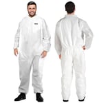 YIBER Hazmat Suit Disposable Overalls | Heavy Duty Full Body Painters Coveralls in 7 Sizes with Multiple Specifications for Men & Women Without Hood - Breathable & Water-Resistant