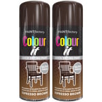 2x COLOUR IT Espresso Brown Spray Paint Gloss Metal Plastic Wood 400ml