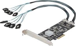 Carte Contrôleur SATA PCIe 8 ports - Carte SATA PCI Express 6Gbps 4 Contrôleurs Hôte - Carte Contrôleur SATA PCIe - PCI-e x4 Gen 2 vers SATA III - SATA HDD/SSD (8P6G-PCIE-SATA-CARD)