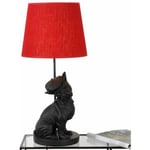 Amadeus - Lampe Chien et abat jour rouge