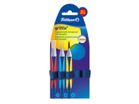 Pelikan 700726, Penselset, Lys Pensel, Syntetisk, Plastik, Blå, Rød, Gul, 6, 12