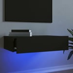 Maisonchic - Meuble tv avec éclairage led, Banc tv, Meuble rangement de salon noir 60x35x15,5 cm OLA6923