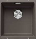 BLANCO SUBLINE 400-U Granite Sink Made of Silgranit Vulcan Grey | Installation Type: Undermount | for 50 cm-Wide Base Cabinets | 2-in-1 Basin Shape: Two Basins, One Cut-Out and Mounted Only Once