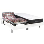 Lit électrique de relaxation tout plots + matelas ressorts ensachés et mémoire forme - 2 x 80 x 200 cm - Blanc - phanes de dreamea