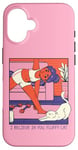 iPhone 16 Fluffy Cat Yoga Stretch Cozy Home Yoga Cute Retro Comic Case